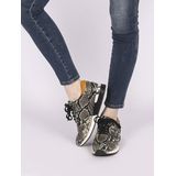 La Strada - Sneaker - Grijs Zwart - Snake Slag - Veters