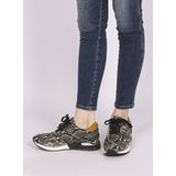 La Strada - Sneaker - Grijs Zwart - Snake Slag - Veters