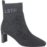 La Strada - Enkellaars - Zwart - Glitterpatroon - Aantreklus