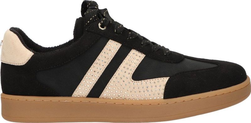 La Strada Lage Sneakers Dames - Zwart/Beige - Textiel/Synthetische Mix