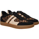 La Strada Lage Sneakers Dames - Zwart/Beige - Textiel/Synthetische Mix