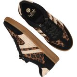 La Strada Lage Sneakers Dames - Zwart/Beige - Textiel/Synthetische Mix