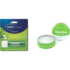 Vaseline Lip Therapy - Aloë Vera 20g &  Vaseline Aloe Vera lippenstift Transparant Crème 4,8 g