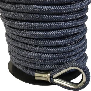 Polyester Ankerloodlijn lood-voorloop=10m  RVS kous  donkerblauw 14mmx40m (breekkracht 1650kg)