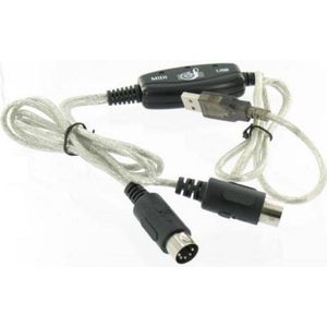 USB naar 2x DIN 5-pins MIDI input en MIDI output kabel - 1,8 meter