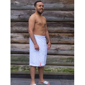Sauna handdoek heren wit - omslagdoek met klittenband