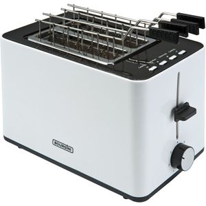 Bourgini Tosti Toaster - Broodrooster met Tostiklemmen - Wit - Extra brede sleuf geschikt voor 2 tosti's - Instelbare bruiningsstand en ontdooifunctie