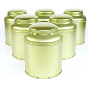 Theeblik met binnendeksel goud, 6 stuks