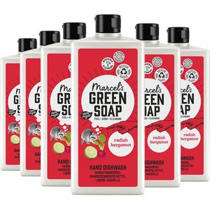 6x Marcel's Green Soap Afwasmiddel Radijs & Bergamot 500 ml - Multipack