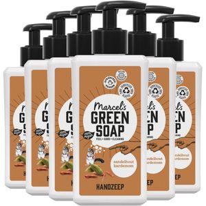 Marcel's Green Soap handzeep sandelhout & kardemom pomp 6x250ml - 8719189416640