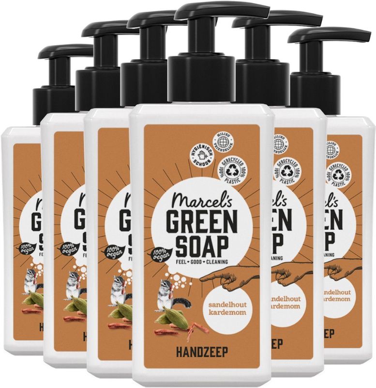 Marcel's Green Soap Handzeep - Sandelhout & Kardemom - 6 x 250ml