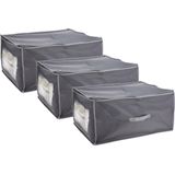 Dekbed/kussen opberghoes grijs met venster 60 x 45 x 30 cm - Opberghoezen - Beschermhoezen - Dekentassen - Kussentassen