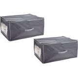 Dekbed/kussen opberghoes grijs met venster 60 x 45 x 30 cm - Opberghoezen - Beschermhoezen - Dekentassen - Kussentassen