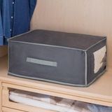 Dekbed/kussen opberghoes grijs met venster 60 x 45 x 30 cm - Opberghoezen - Beschermhoezen - Dekentassen - Kussentassen