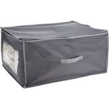 Dekbed/kussen opberghoes grijs met venster 60 x 45 x 30 cm - Opberghoezen - Beschermhoezen - Dekentassen - Kussentassen