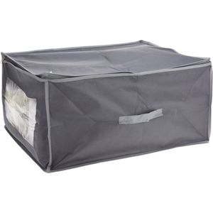 Dekbed/kussen opberghoes grijs met venster 60 x 45 x 30 cm - Opberghoezen - Beschermhoezen - Dekentassen - Kussentassen