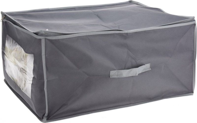 Dekbed/kussen opberghoes grijs met venster 60 x 45 x 30 cm - Opberghoezen - Beschermhoezen - Dekentassen - Kussentassen