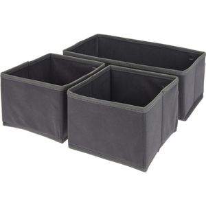 Kast opberg/opruim manden 3-delig donkergrijs 28 x 14 x 11 cm - Opbergen/opruimen