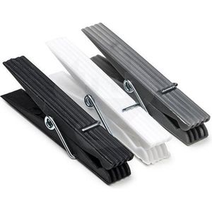 Knijpers - wasknijpers - Zwart / Wit / Grijs / - PVC - 24 stuks