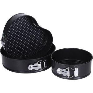 3-Delige set springvormen/taartvormen met anti-aanbak laag zwart 24 cm