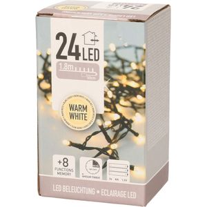 Kerstverlichting 24 Warm Witte Lampjes Op Batterij 2 Meter met Timer - Kerstverlichting Kerstboom