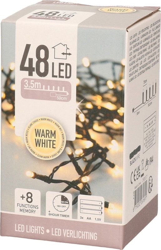 Kerstverlichting op batterijen - 48 LEDs - 3.5 meter - Warm Wit Licht