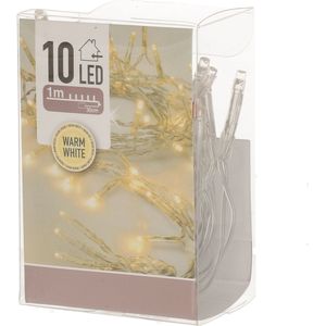 Kerstverlichting lichtsnoer - 10 led lampjes - warm wit - 1 meter - op batterij