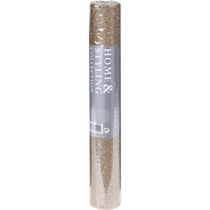 Decoratie stof/tafelloper champagne glitter 28 x 250 cm - Kerstdiner/diner tafeldecoratie lopers