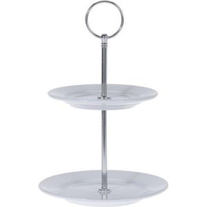 Etagere porselein 2-laags Ø13 en Ø15cm wit Porselein Excellent Houseware Etagère (15.0000cm x 15.0000cm)