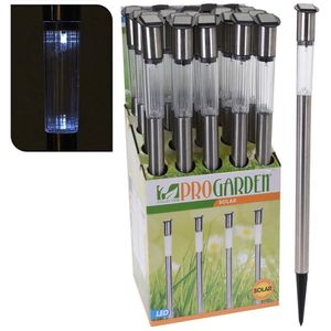 Pro Garden solar led tuinlamp 3x70 cm rvs
