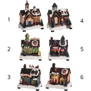 Kersthuisje met Verlichting - Kerstdorpje - Huisje met Led - H13-15cm