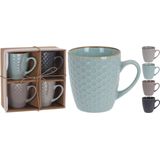 Set van 4x Stuks Luxe Gekleurde Stoneware Bekers/Koffiekopjes 200 ml - Kopjes/Koffiebekers