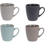 Set van 4x Stuks Luxe Gekleurde Stoneware Bekers/Koffiekopjes 200 ml - Kopjes/Koffiebekers