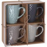 Set van 4x stuks luxe gekleurde stoneware bekers/koffiekopjes 300 ml