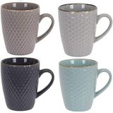 Set van 4x stuks luxe gekleurde stoneware bekers/koffiekopjes 300 ml