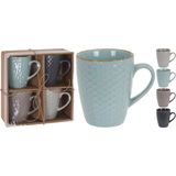 Set van 4x stuks luxe gekleurde stoneware bekers/koffiekopjes 300 ml