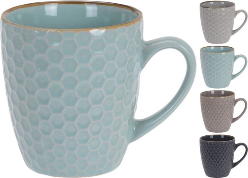 Set van 4x stuks luxe gekleurde stoneware bekers/koffiekopjes 300 ml