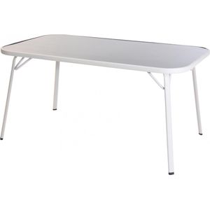 Pro Garden Tuintafel 150 x 90 cm Staal/Glas Wit/Grijs