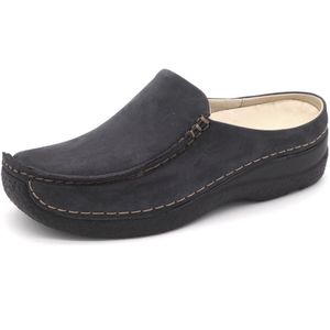 Wolky - Seamy Slide - Muiltjes - Donkerblauw - Nubuck - Anatomisch Voetbed