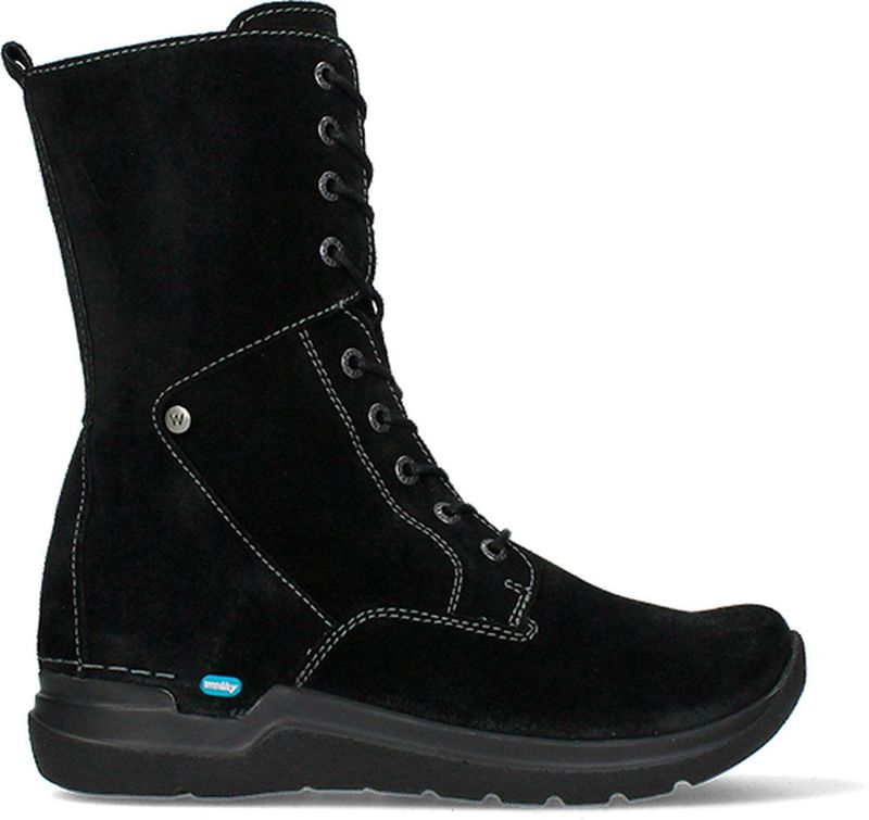 Wolky Hoge veterschoenen Zigzag zwart suede