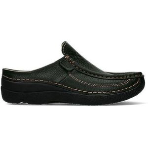 Wolky - Roll Slide 06202 - Slippers - Zwart - Leer