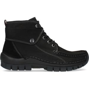 Wolky Hoge veterschoenen Jump zwart nubuck