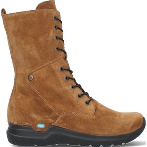 Wolky Hoge veterschoenen Zigzag cognac suede