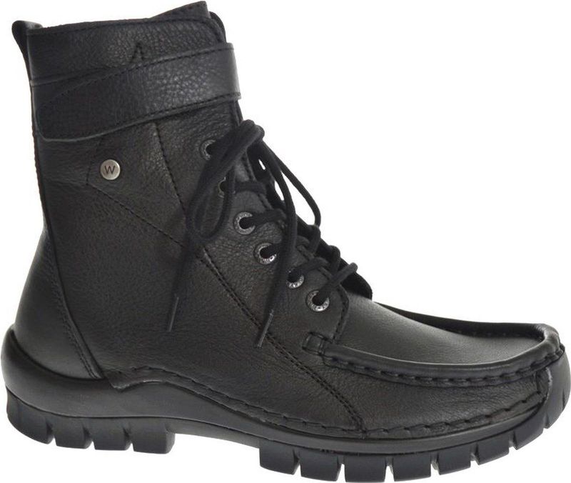 Wolky - Reach - Hoge Veterschoenen - Zwart - Leer