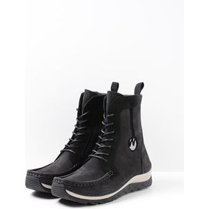 Wolky Hoge veterschoenen Ocean zwart nubuck