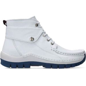 Wolky - 04700-Jump Veterschoenen - Offwhite-Sky Blue - Leer-Rubber
