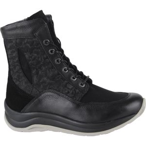 Wolky Hoge veterschoenen Ellon SF zwart combi stretchleer
