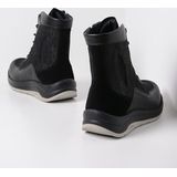 Wolky Hoge veterschoenen Ellon SF zwart combi stretchleer