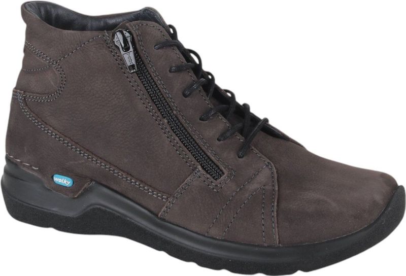 Wolky Hoge veterschoenen Why asfalt nubuck