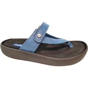 Wolky - Dames Slippers - Blauw - Leer